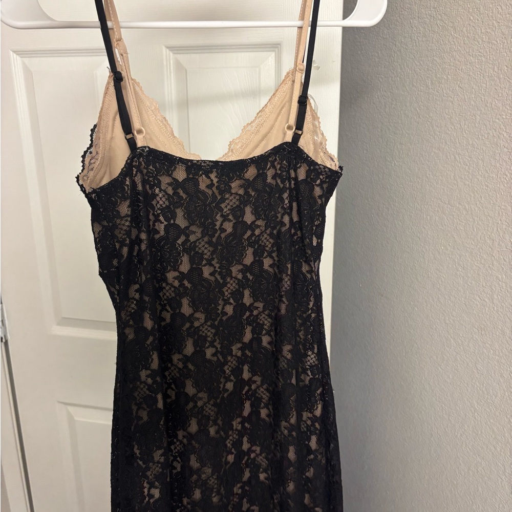 Black Lace Dress with Nude Lining - Women's Dresses - Picture 3 of 6